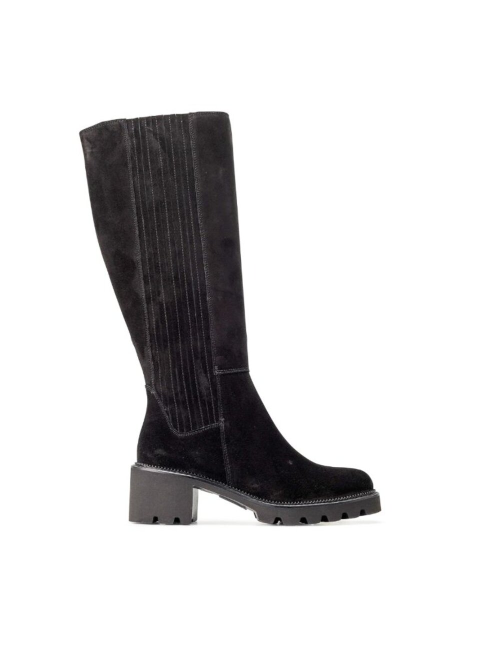 NEW $560 PAUL GREEN Candice TALL KNEE Boot BLACK SUEDE LUG SOLE 8.5 US (TF16)